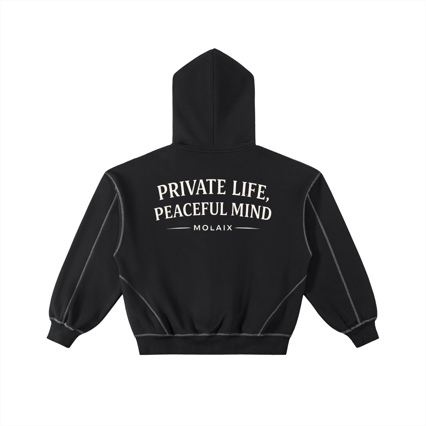 Contrast-Stitched Boxy Fleece Zip Hoodie