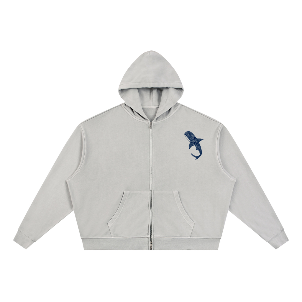 Unisex Vintage Wash Full Zip Boxy Hoodie