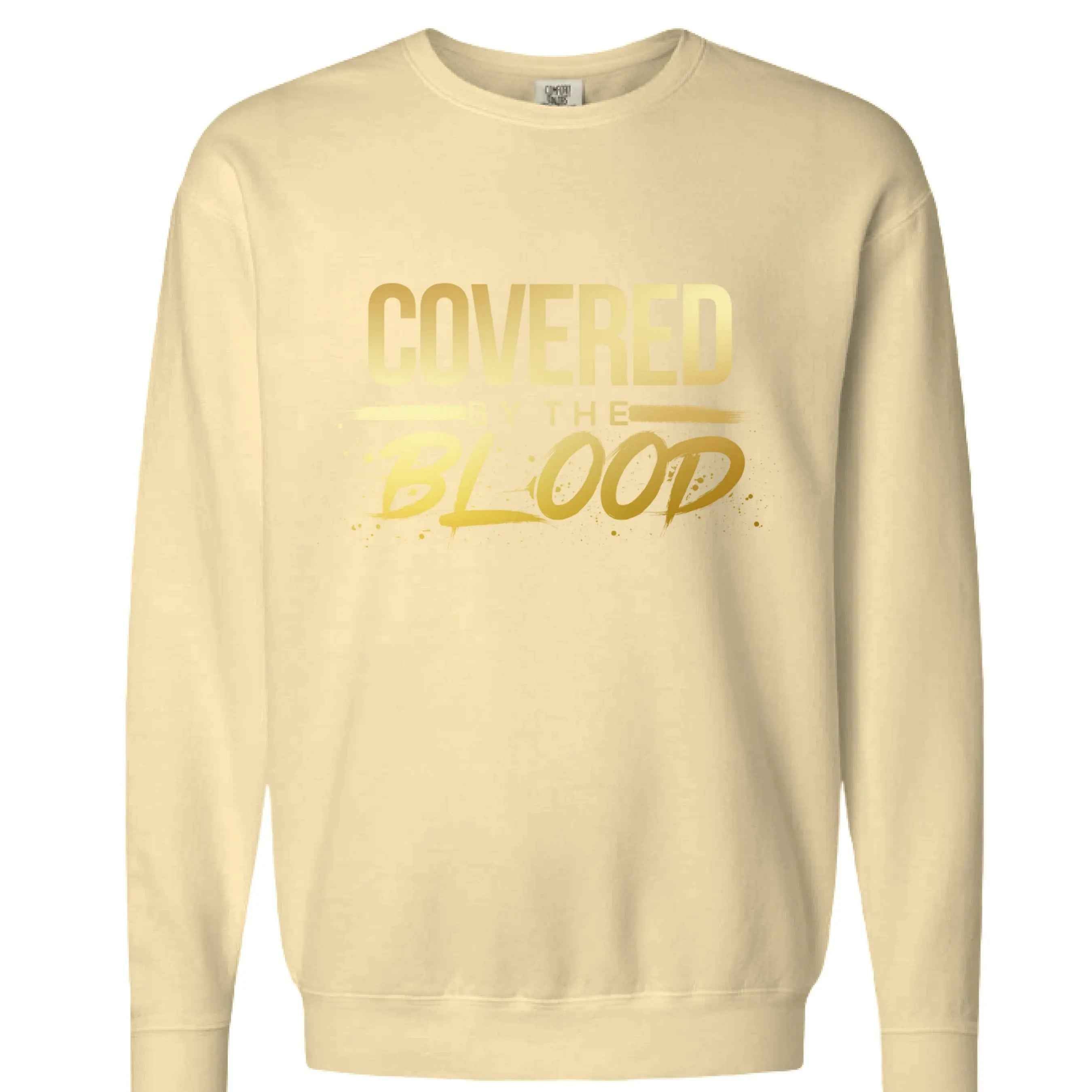 Covered by the Blood Crewneck Sweatshirt - Christian Faith Apparel