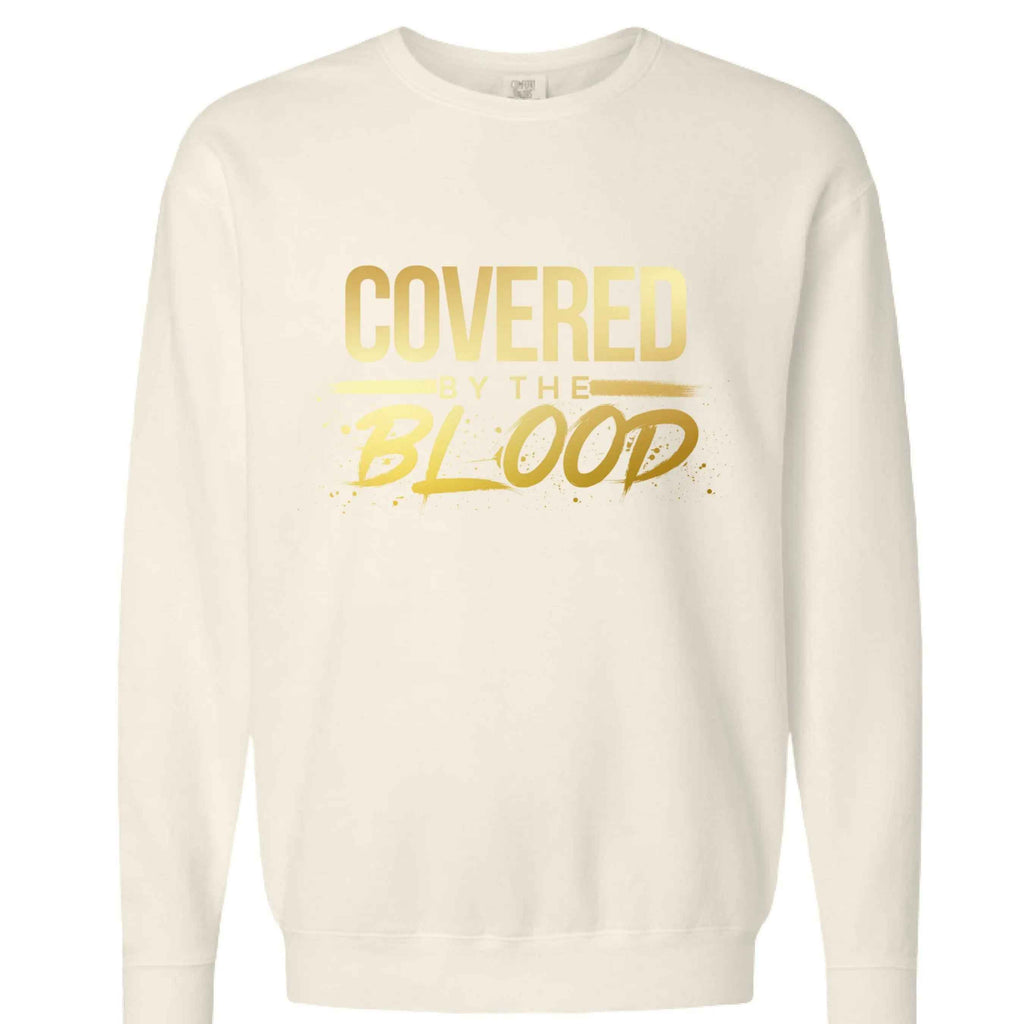 Covered by the Blood Crewneck Sweatshirt - Christian Faith Apparel