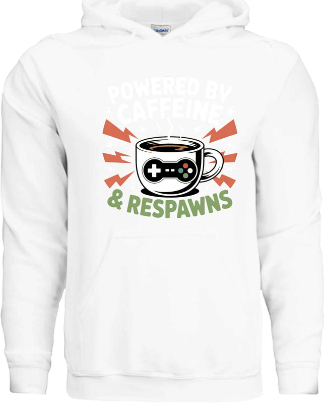 Powered by Caffeine & Respawns Sweatshirt – Funny Gamer Graphic Sweater