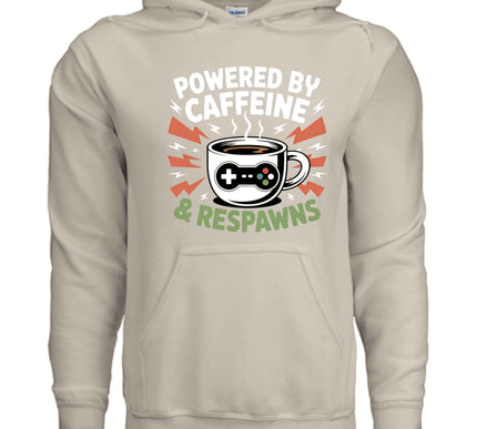 Powered by Caffeine & Respawns Sweatshirt – Funny Gamer Graphic Sweater