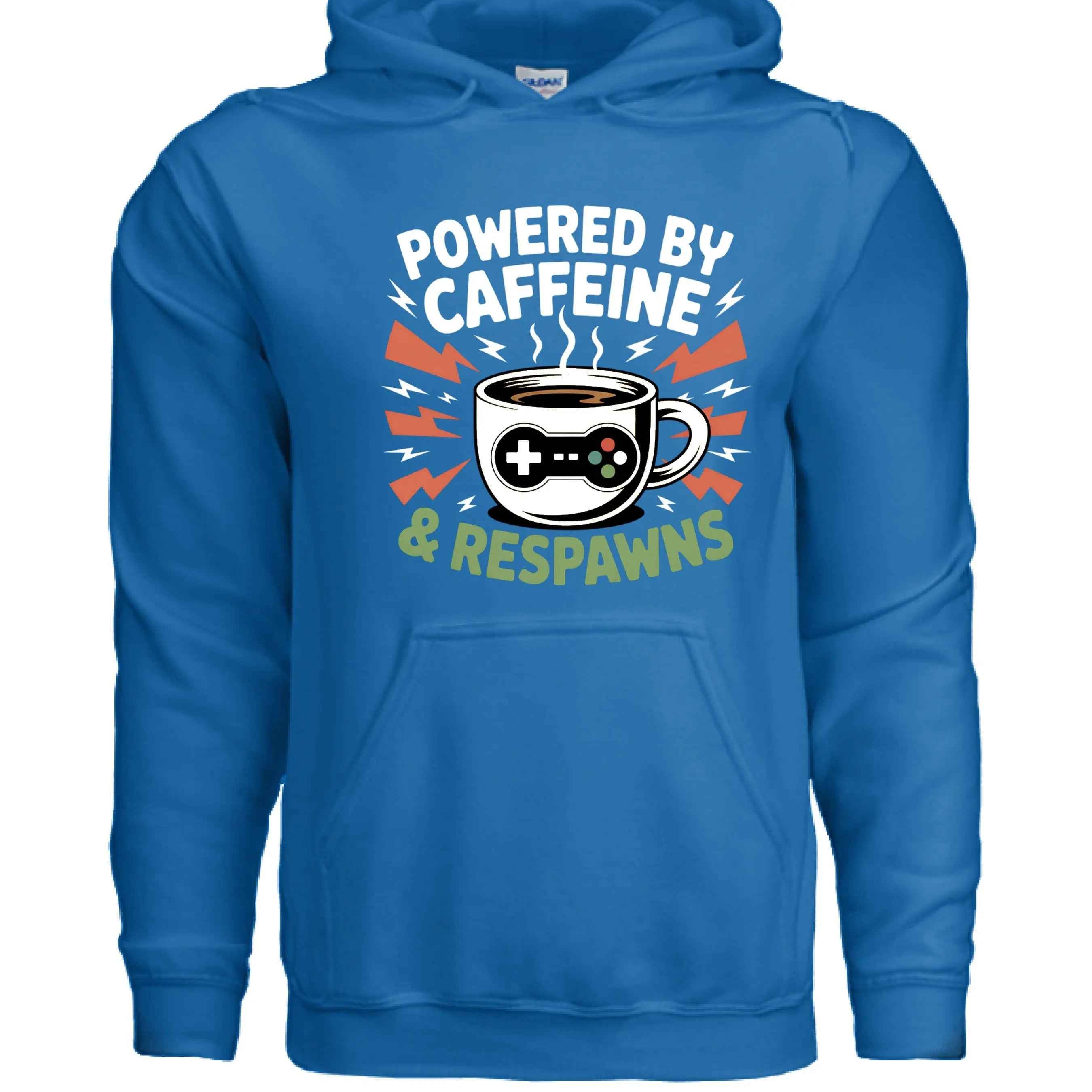 Powered by Caffeine & Respawns Sweatshirt – Funny Gamer Graphic Sweater