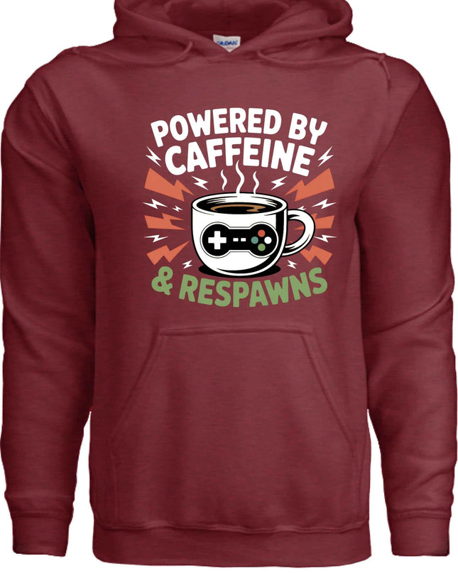 Powered by Caffeine & Respawns Sweatshirt – Funny Gamer Graphic Sweater