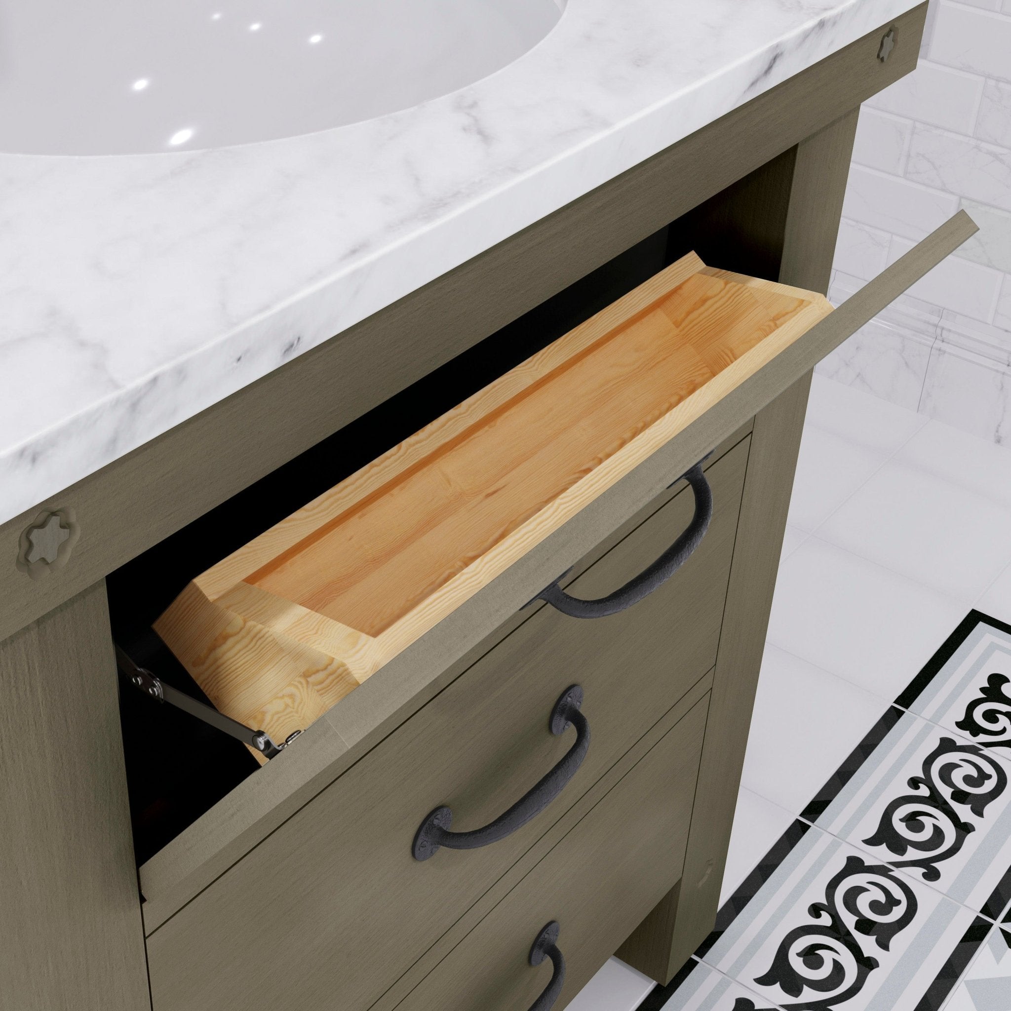 30 Inch Grizzle Grey Single Sink Bathroom Vanity With Carrara White Marble Counter Top From The ABERDEEN Collection - Molaix601946608505Bathroom VanitiesAB30CW03GG-000000000