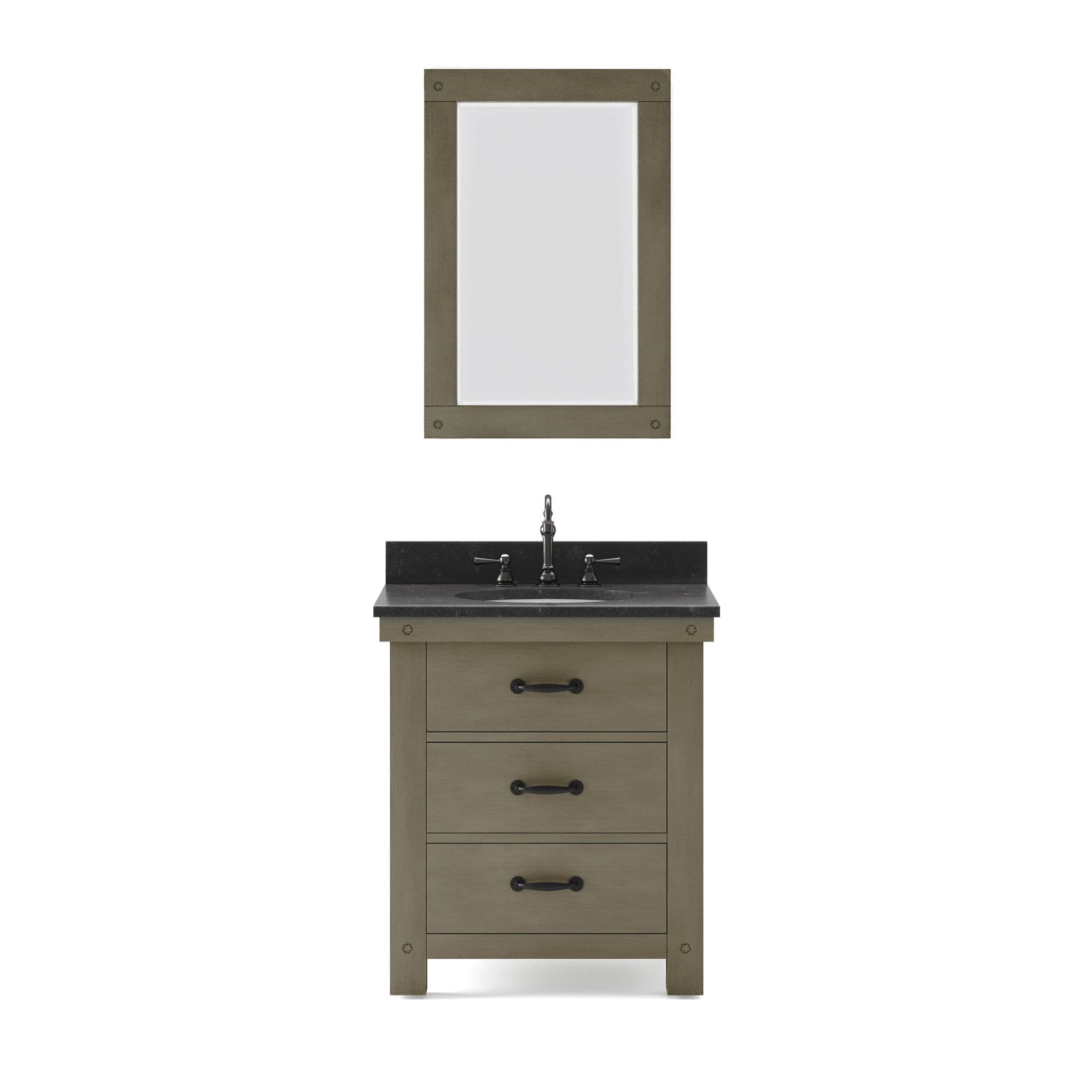 30 Inch Grizzle Grey Single Sink Bathroom Vanity With Mirror With Blue Limestone Counter Top From The ABERDEEN Collection - Molaix732030766457Bathroom VanitiesAB30BL03GG-A24000000
