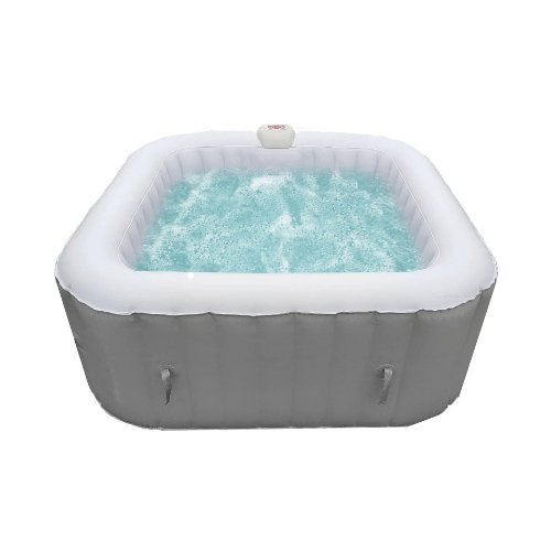 4 Person 160 Gallon Gray Square Inflatable Jetted Hot Tub with Cover by Aleko - Molaix601946608574Pool & SpaHTISQ4WHGY-AP