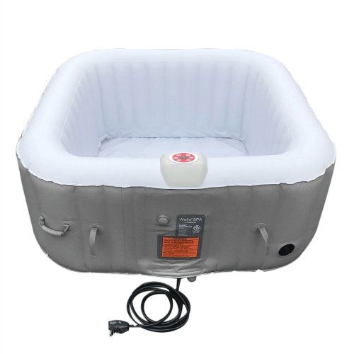 4 Person 160 Gallon Gray Square Inflatable Jetted Hot Tub with Cover by Aleko - Molaix601946608574Pool & SpaHTISQ4WHGY-AP