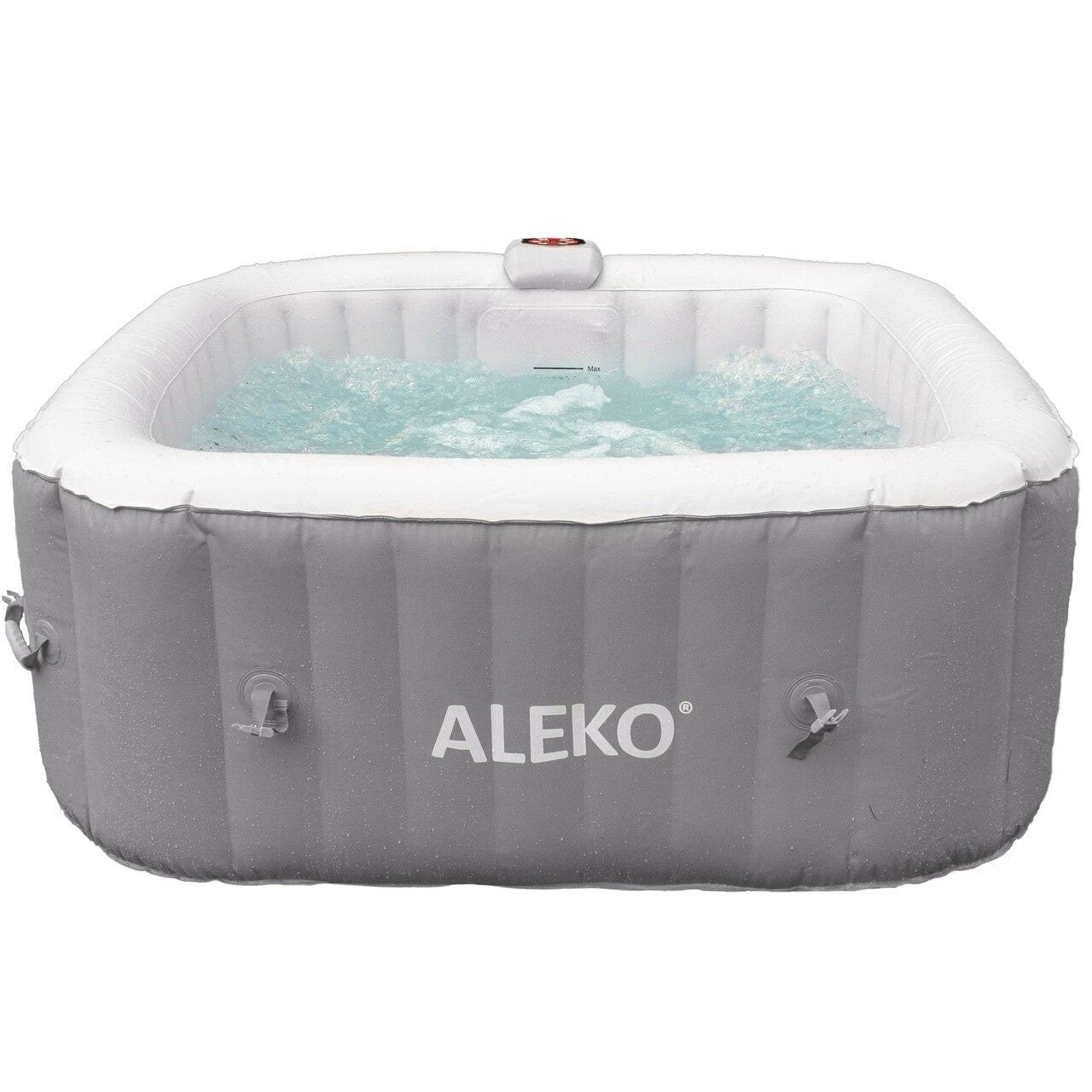 4 Person 160 Gallon Gray Square Inflatable Jetted Hot Tub with Cover by Aleko - Molaix601946608574Pool & SpaHTISQ4WHGY-AP