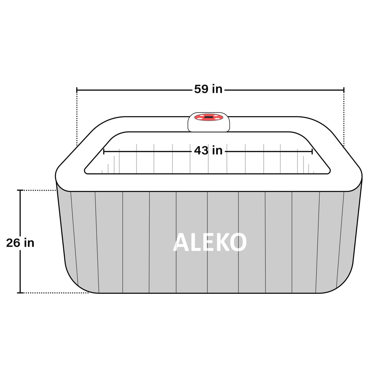 4 Person 160 Gallon Gray Square Inflatable Jetted Hot Tub with Cover by Aleko - Molaix601946608574Pool & SpaHTISQ4WHGY-AP