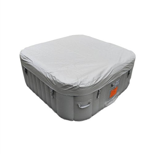 4 Person 160 Gallon Gray Square Inflatable Jetted Hot Tub with Cover by Aleko - Molaix601946608574Pool & SpaHTISQ4WHGY-AP