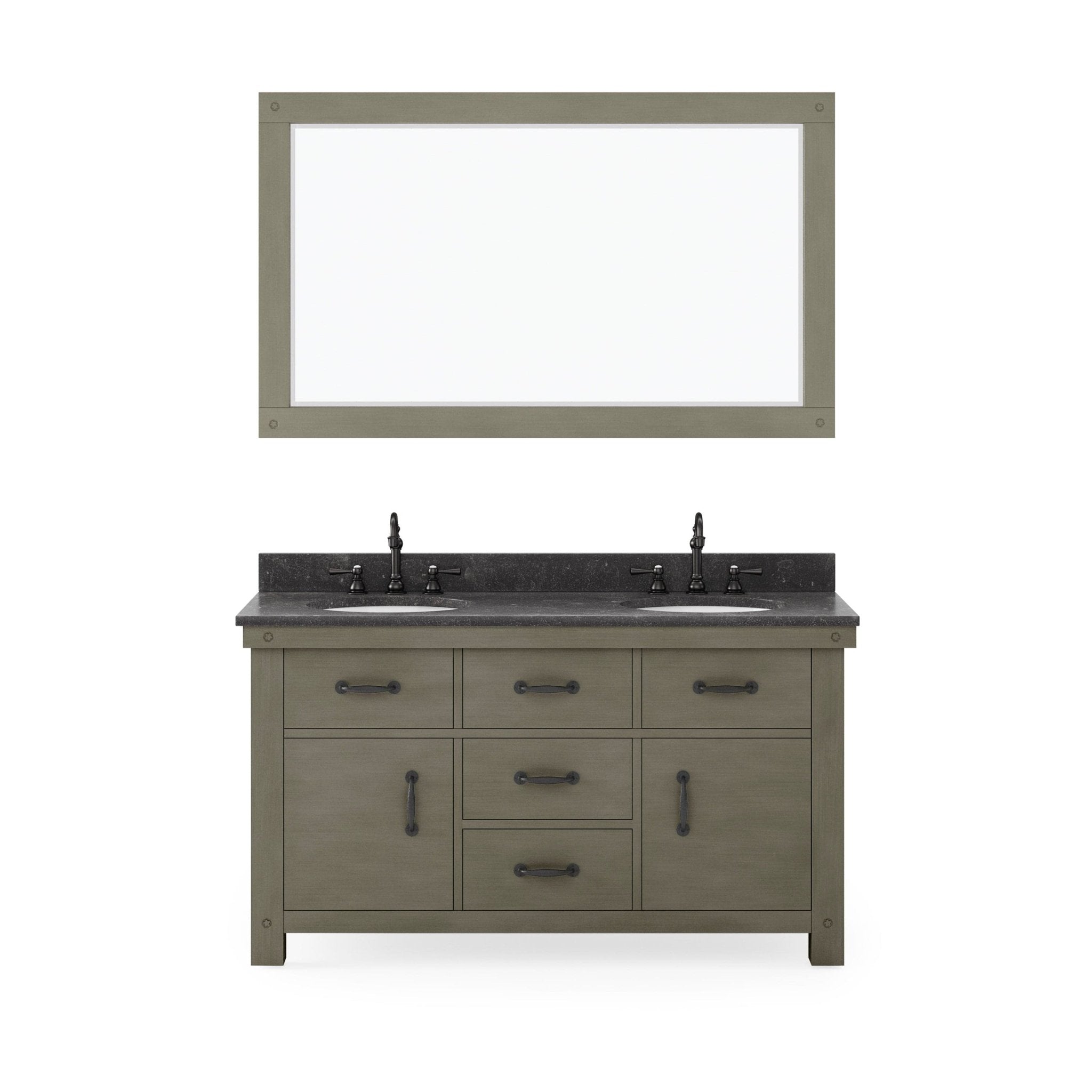 60 Inch Grizzle Grey Double Sink Bathroom Vanity With Mirror With Blue Limestone Counter Top From The ABERDEEN Collection - Molaix732030749689Bathroom VanitiesAB60BL03GG-A60000000