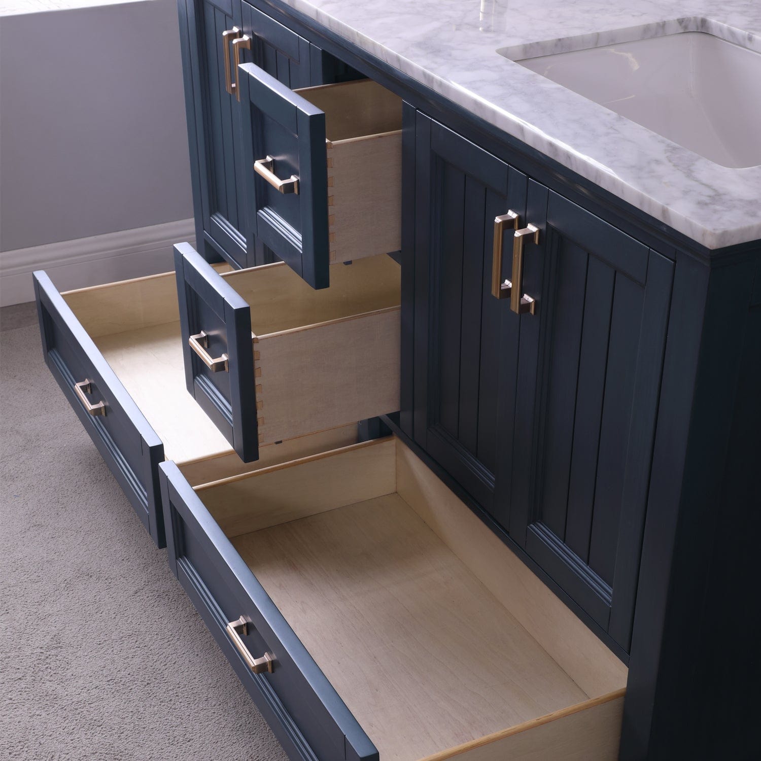 Altair Isla 60" Double Bathroom Vanity Set in Classic Blue and Carrara White Marble Countertop without Mirror 538060-CB-CA-NM - Molaix631112970921Vanity538060-CB-CA-NM