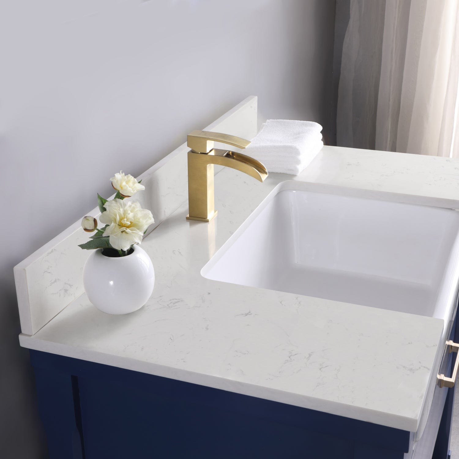 Altair Georgia 36" Single Bathroom Vanity Set in Jewelry Blue and Composite Carrara White Stone Top with White Farmhouse Basin without Mirror 537036-JB-AW-NM - Molaix631112970563Vanity537036-JB-AW-NM