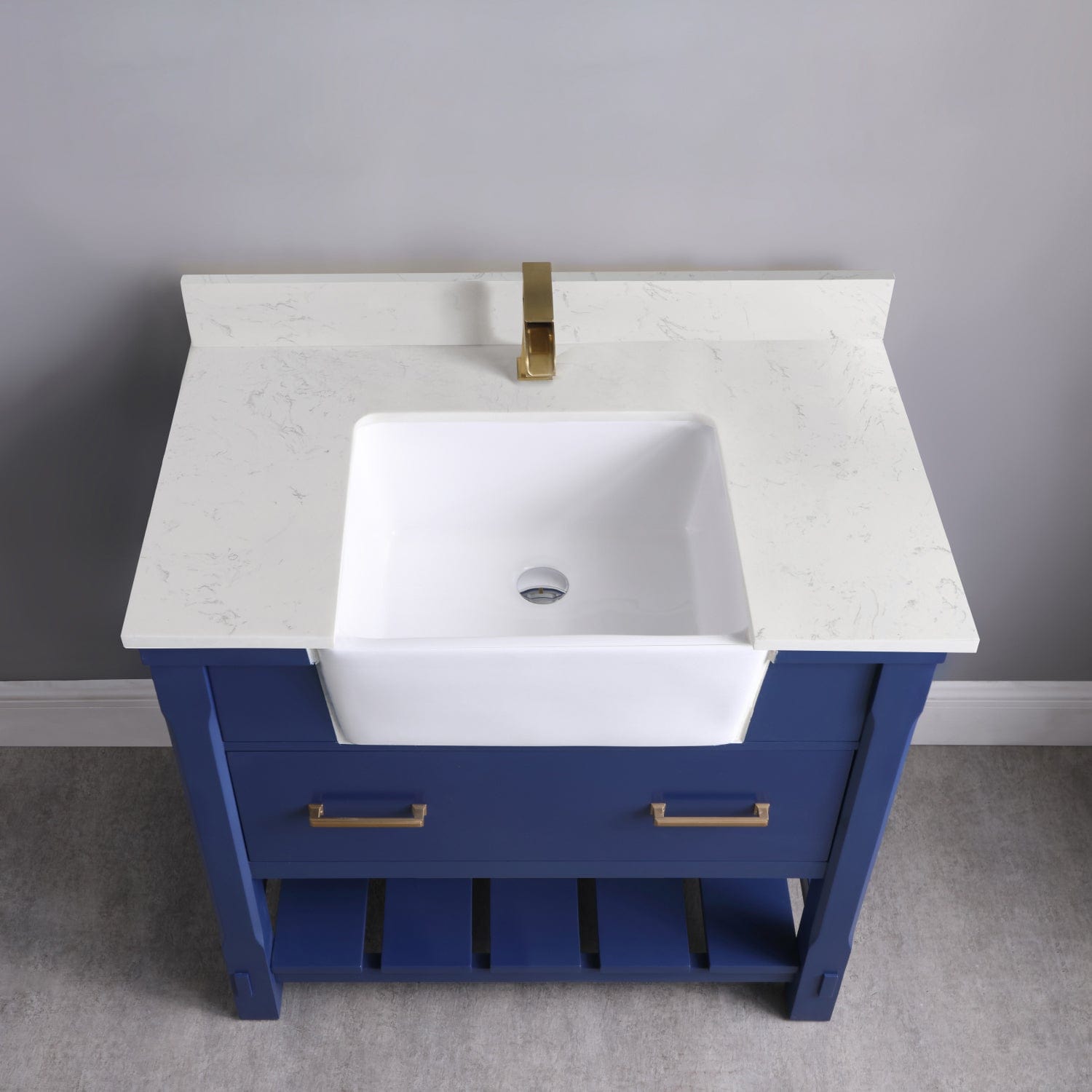 Altair Georgia 36" Single Bathroom Vanity Set in Jewelry Blue and Composite Carrara White Stone Top with White Farmhouse Basin without Mirror 537036-JB-AW-NM - Molaix631112970563Vanity537036-JB-AW-NM