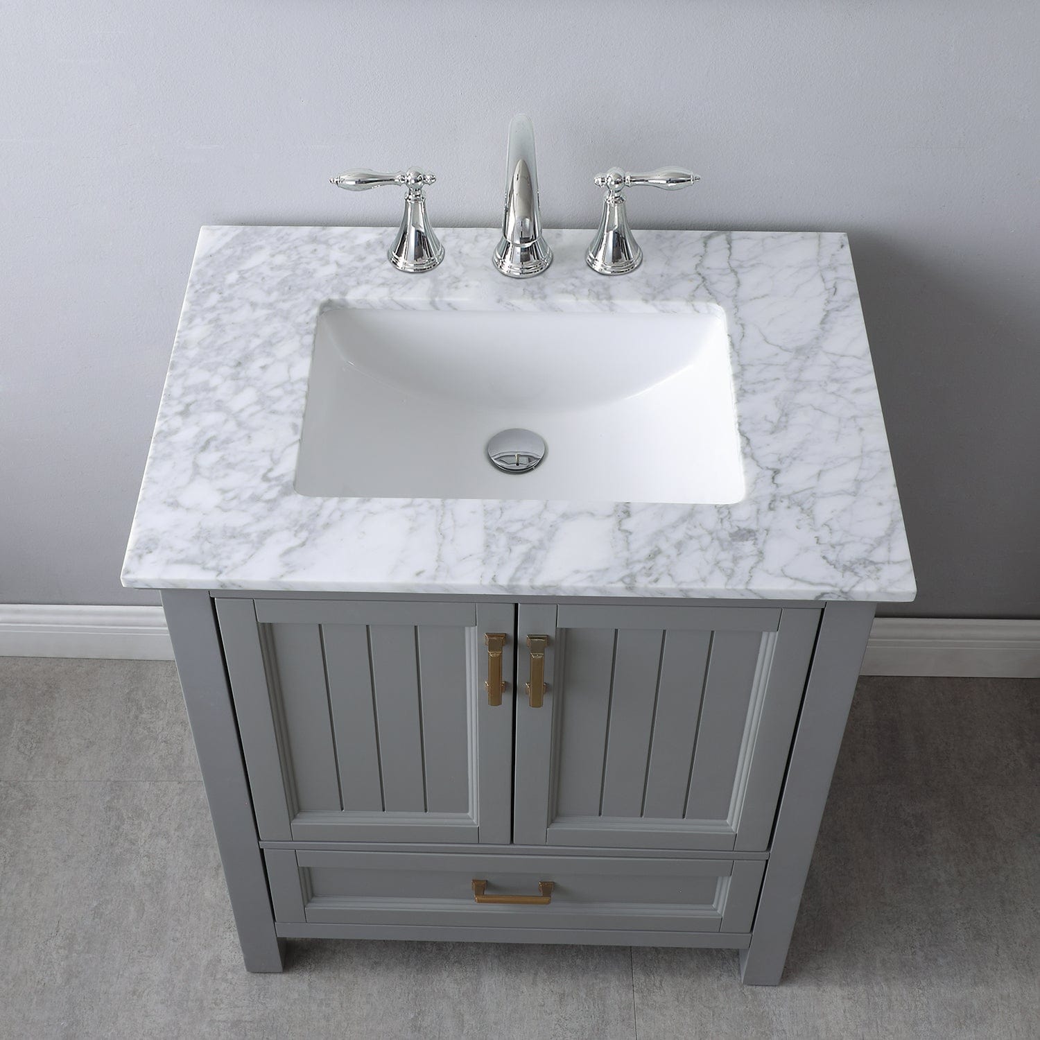 Altair Isla 30" Single Bathroom Vanity Set in Gray and Carrara White Marble Countertop with Mirror 538030-GR-CA - Molaix631112970716Vanity538030-GR-CA
