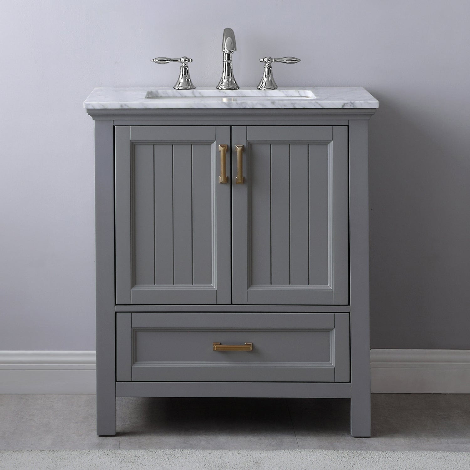 Altair Isla 30" Single Bathroom Vanity Set in Gray and Carrara White Marble Countertop without Mirror 538030-GR-CA-NM - Molaix631112970723Vanity538030-GR-CA-NM