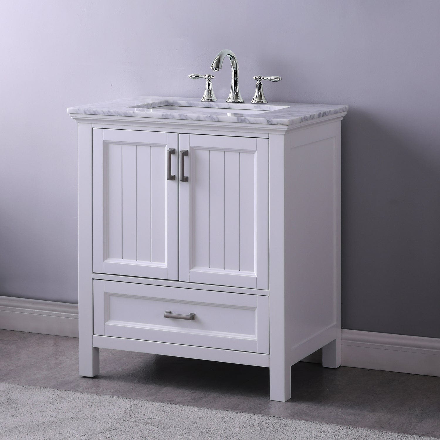 Altair Isla 30" Single Bathroom Vanity Set in White and Carrara White Marble Countertop without Mirror 538030-WH-CA-NM - Molaix631112970761Vanity538030-WH-CA-NM