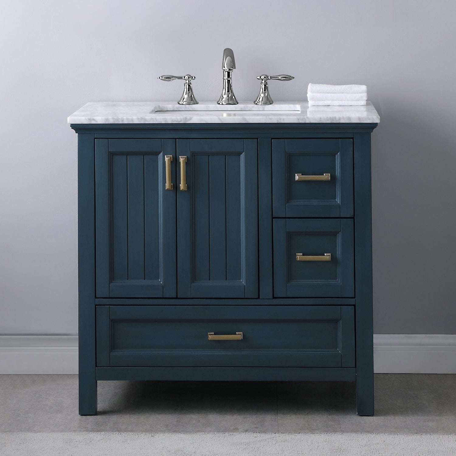 Altair Isla 36" Single Bathroom Vanity Set in Classic Blue and Carrara White Marble Countertop without Mirror 538036-CB-CA-NM - Molaix631112970808Vanity538036-CB-CA-NM