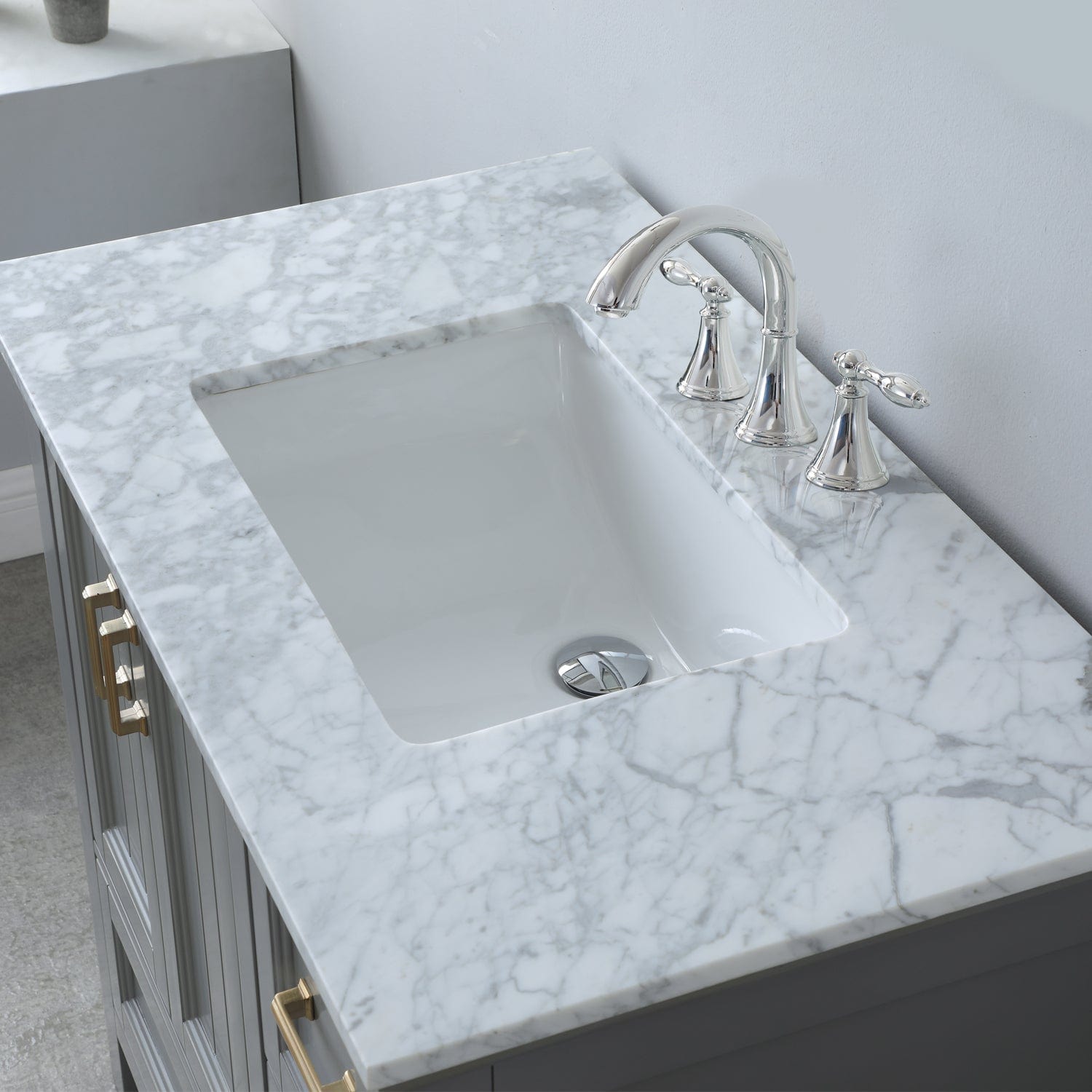 Altair Isla 36" Single Bathroom Vanity Set in Gray and Carrara White Marble Countertop without Mirror 538036-GR-CA-NM - Molaix631112970785Vanity538036-GR-CA-NM