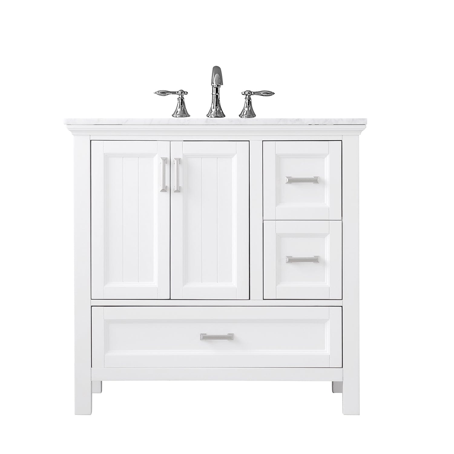 Altair Isla 36" Single Bathroom Vanity Set in White and Carrara White Marble Countertop without Mirror 538036-WH-CA-NM - Molaix631112970822Vanity538036-WH-CA-NM