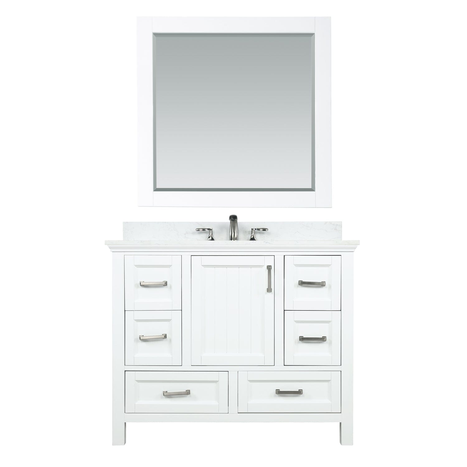Altair Isla 42" Single Bathroom Vanity Set in White and Carrara White Marble Countertop with Mirror 538042-WH-AW - Molaix696952511338Vanity538042-WH-AW