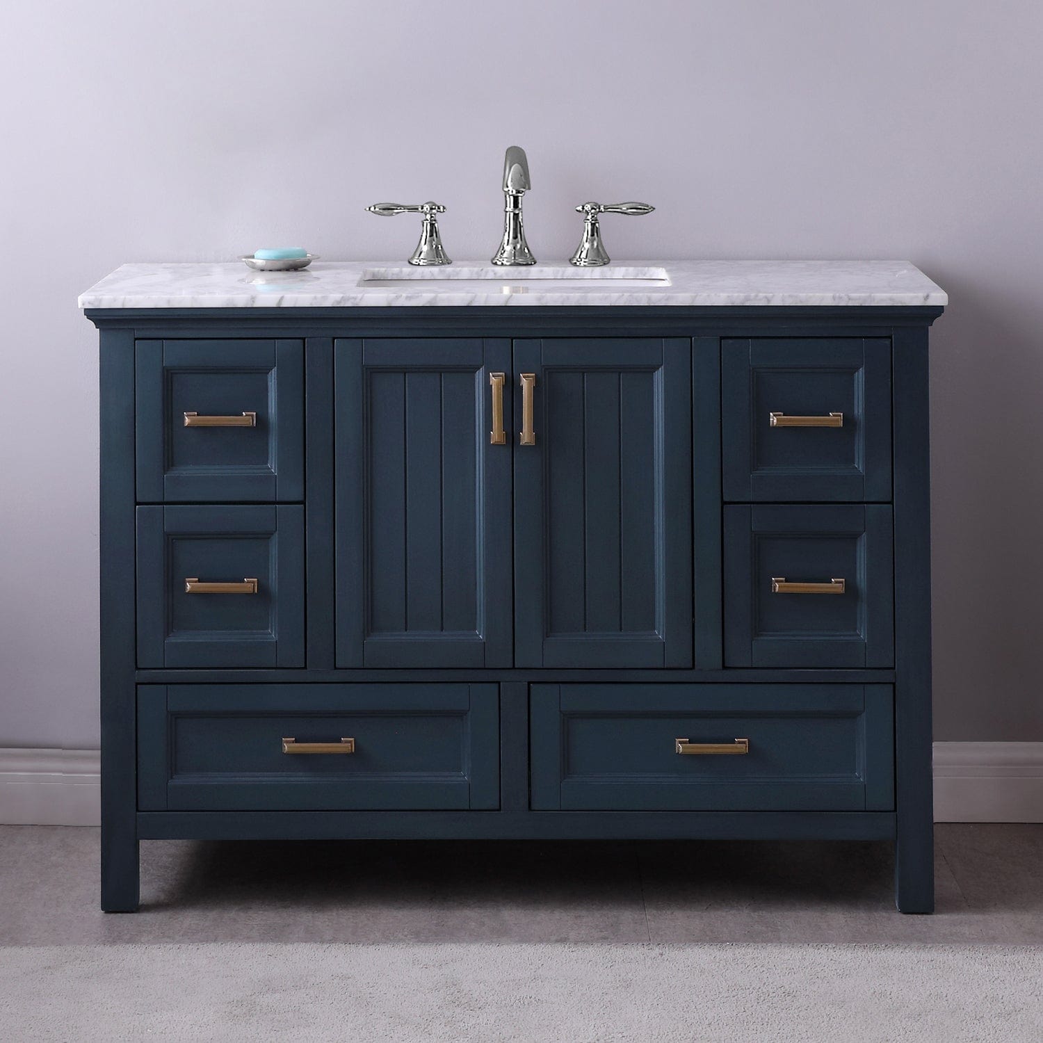Altair Isla 48" Single Bathroom Vanity Set in Classic Blue and Carrara White Marble Countertop without Mirror 538048-CB-CA-NM - Molaix631112970860Vanity538048-CB-CA-NM