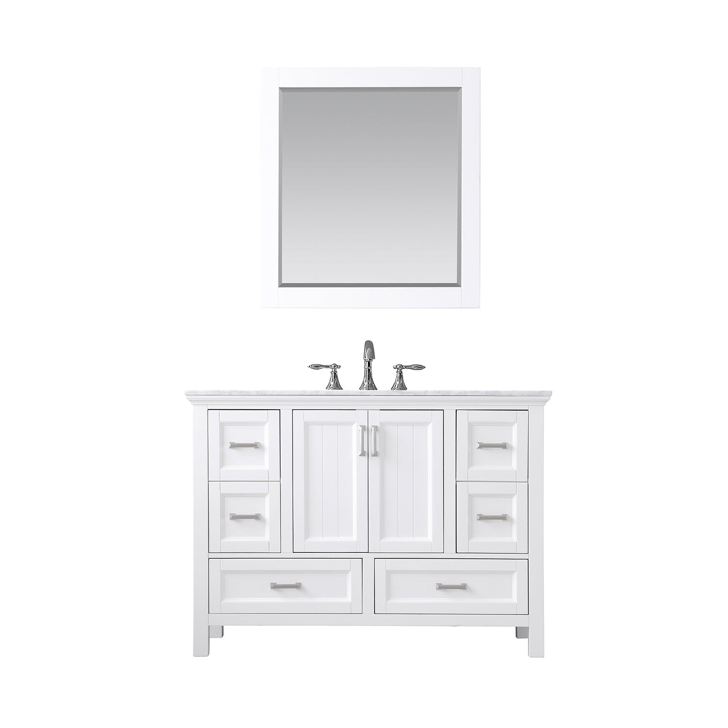 Altair Isla 48" Single Bathroom Vanity Set in White and Carrara White Marble Countertop with Mirror 538048-WH-CA - Molaix631112970877Vanity538048-WH-CA