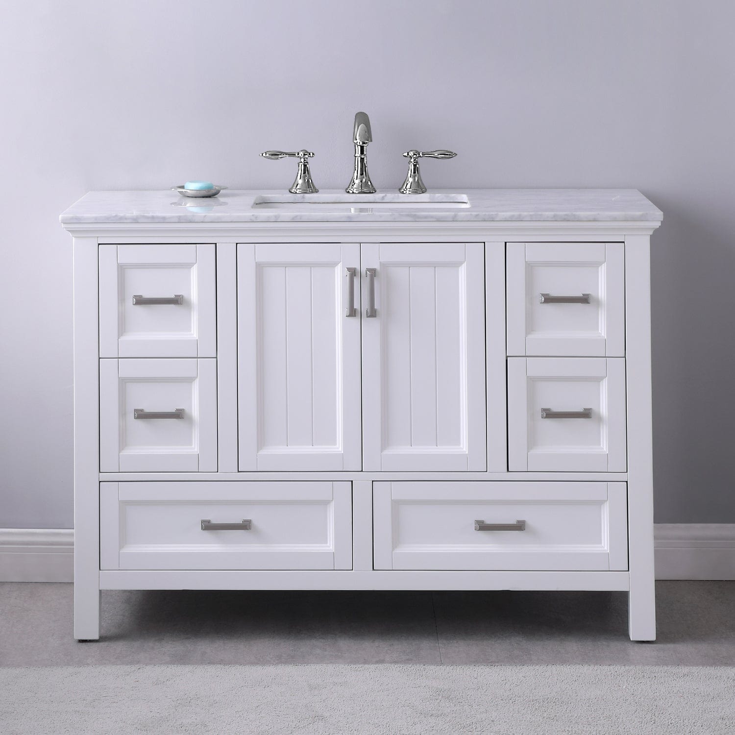 Altair Isla 48" Single Bathroom Vanity Set in White and Carrara White Marble Countertop without Mirror 538048-WH-CA-NM - Molaix631112970884Vanity538048-WH-CA-NM