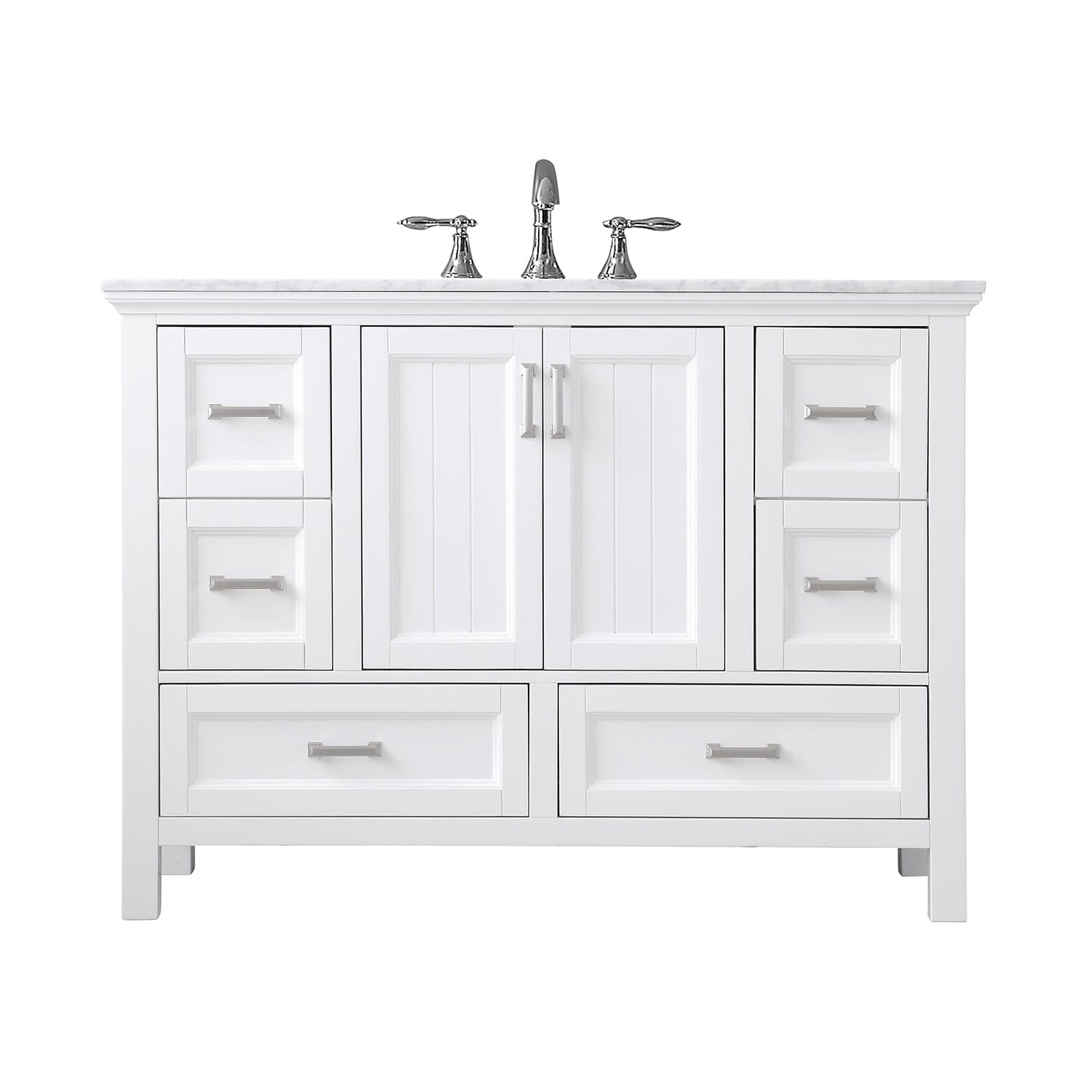 Altair Isla 48" Single Bathroom Vanity Set in White and Carrara White Marble Countertop without Mirror 538048-WH-CA-NM - Molaix631112970884Vanity538048-WH-CA-NM