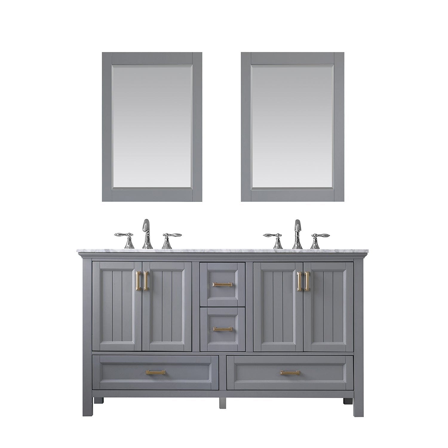 Altair Isla 60" Double Bathroom Vanity Set in Gray and Carrara White Marble Countertop with Mirror 538060-GR-CA - Molaix631112970891Vanity538060-GR-CA