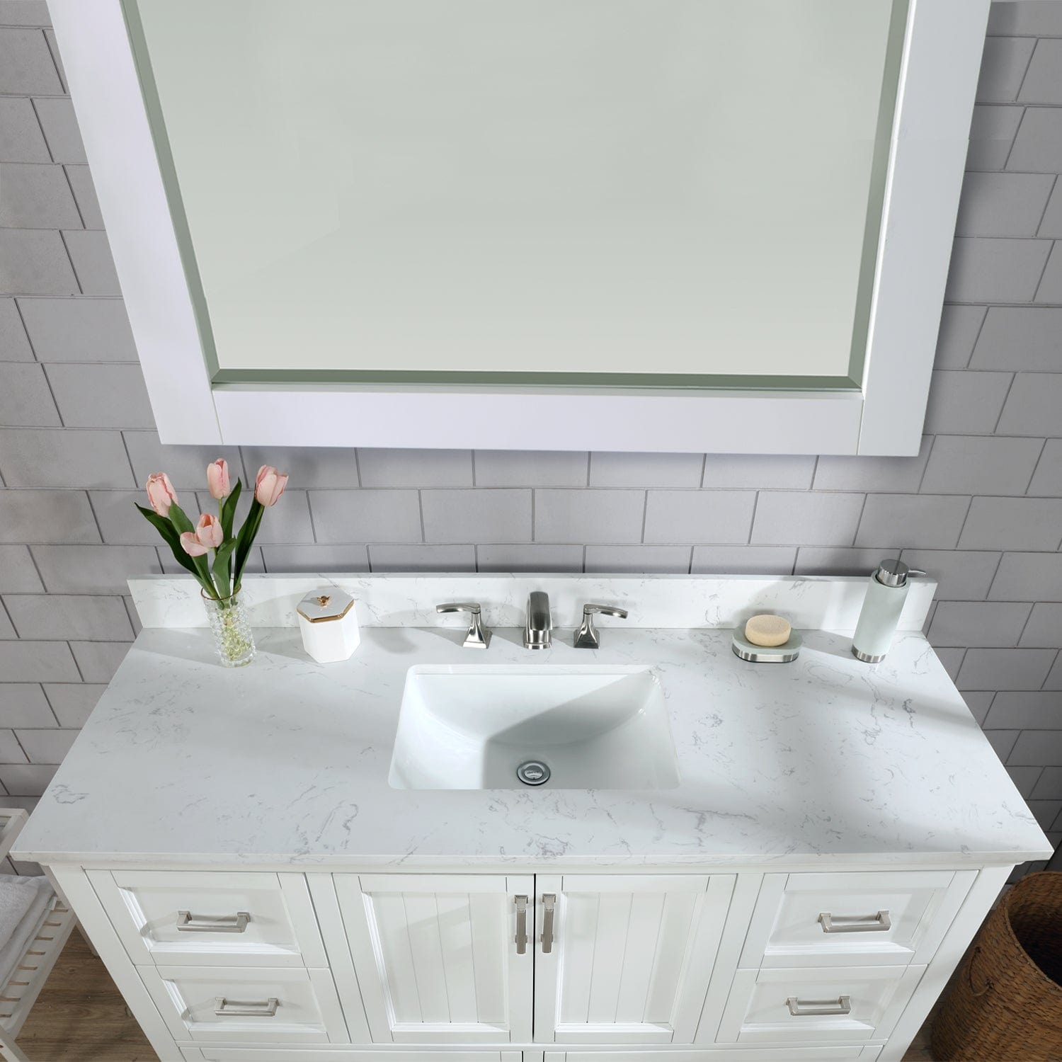 Altair Isla 60" Single Bathroom Vanity Set in White and Carrara White Marble Countertop with Mirror 538060S-WH-AW - Molaix696952511352Vanity538060S-WH-AW