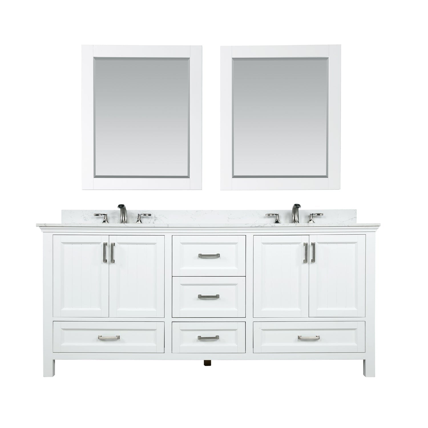 Altair Isla 72" Double Bathroom Vanity Set in White and Carrara White Marble Countertop with Mirror 538072-WH-AW - Molaix696952511376Vanity538072-WH-AW