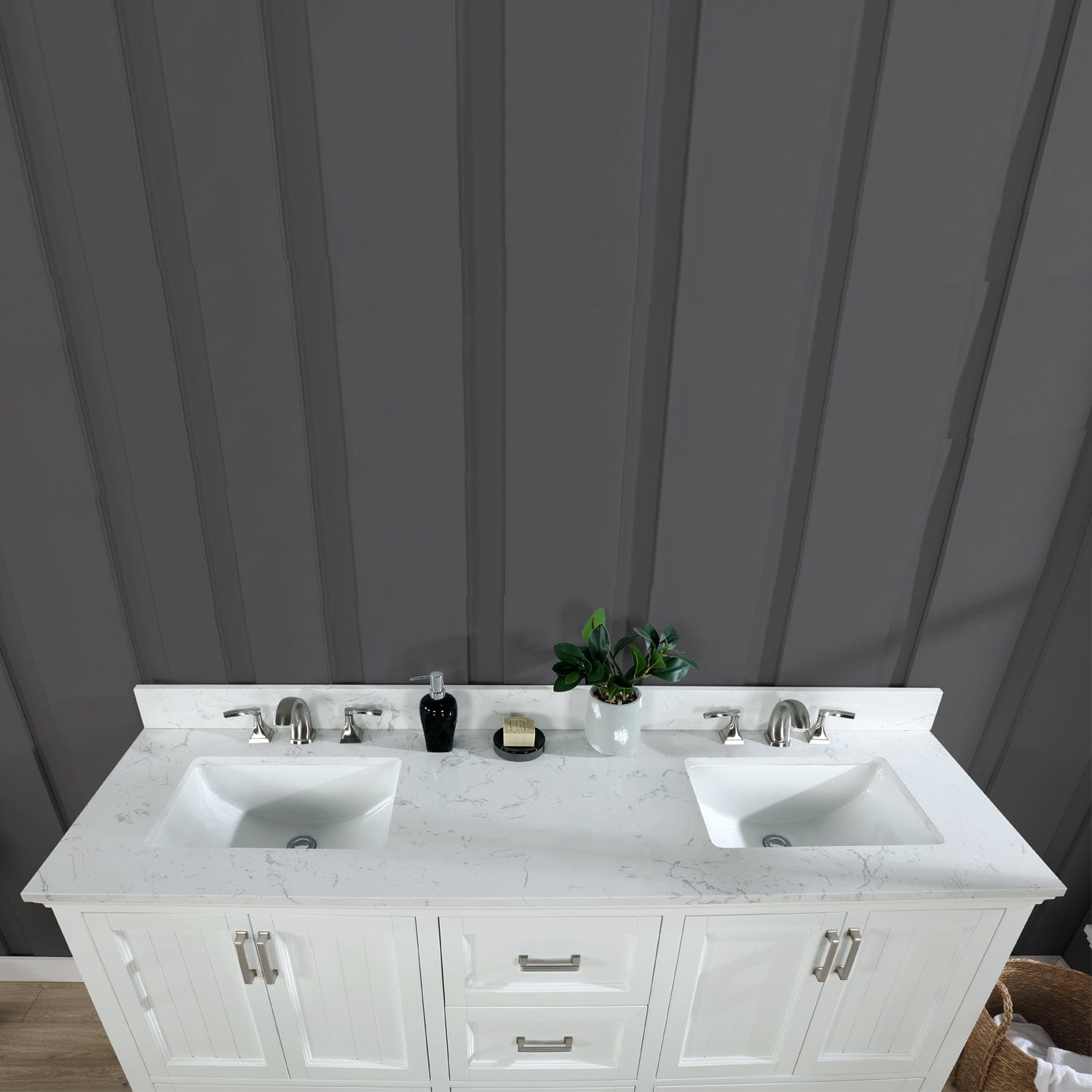 Altair Isla 72" Double Bathroom Vanity Set in White and Carrara White Marble Countertop without Mirror 538072-WH-AW-NM - Molaix696952511383Vanity538072-WH-AW-NM