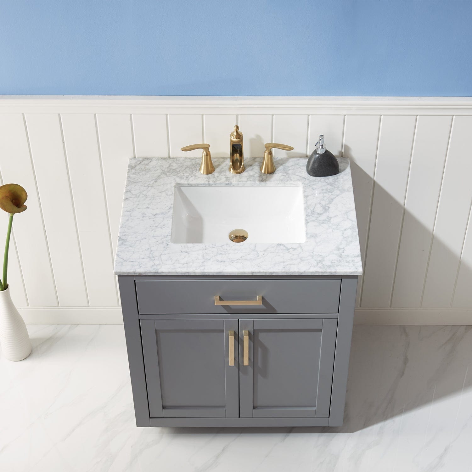 Altair Ivy 30" Single Bathroom Vanity Set in Gray and Carrara White Marble Countertop without Mirror 531030-GR-CA-NM - Molaix631112971041Vanity531030-GR-CA-NM