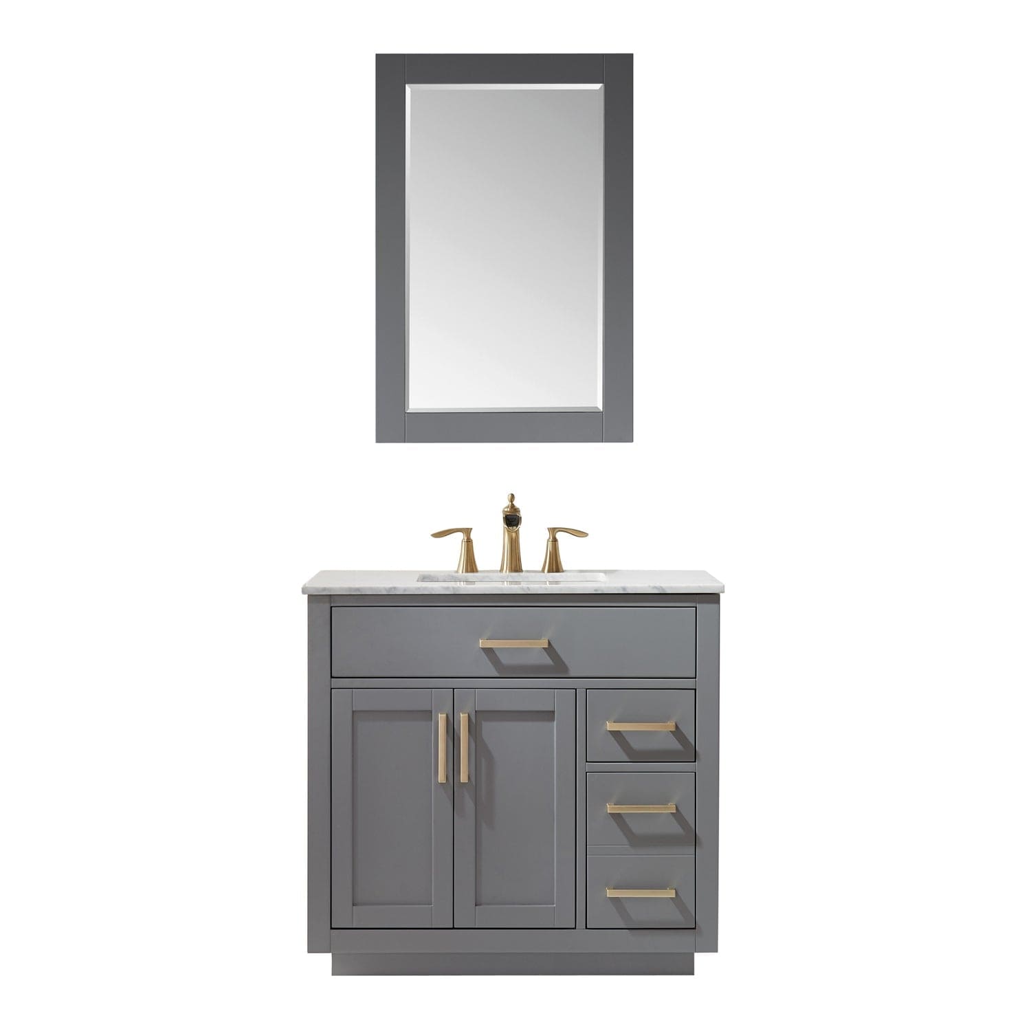 Altair Ivy 36" Single Bathroom Vanity Set in Gray and Carrara White Marble Countertop with Mirror 531036-GR-CA - Molaix631112971096Vanity531036-GR-CA