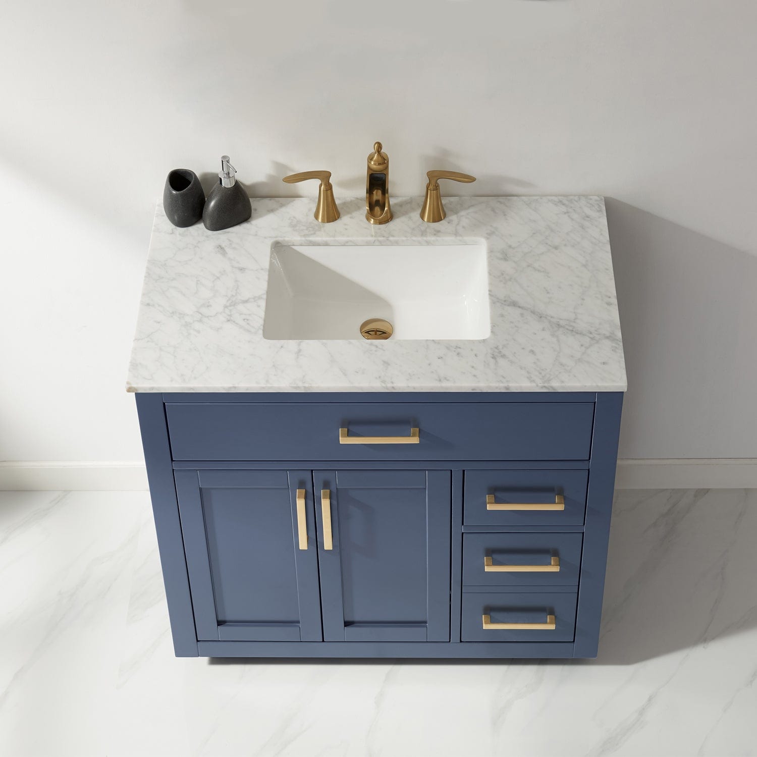 Altair Ivy 36" Single Bathroom Vanity Set in Royal Blue and Carrara White Marble Countertop without Mirror 531036-RB-CA-NM - Molaix631112971126Altair Design USA Vanities531036-RB-CA-NM
