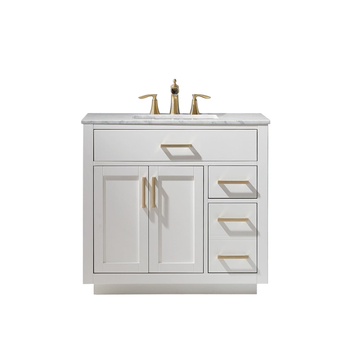 Altair Ivy 36" Single Bathroom Vanity Set in White and Carrara White Marble Countertop without Mirror 531036-WH-CA-NM - Molaix631112971140Vanity531036-WH-CA-NM