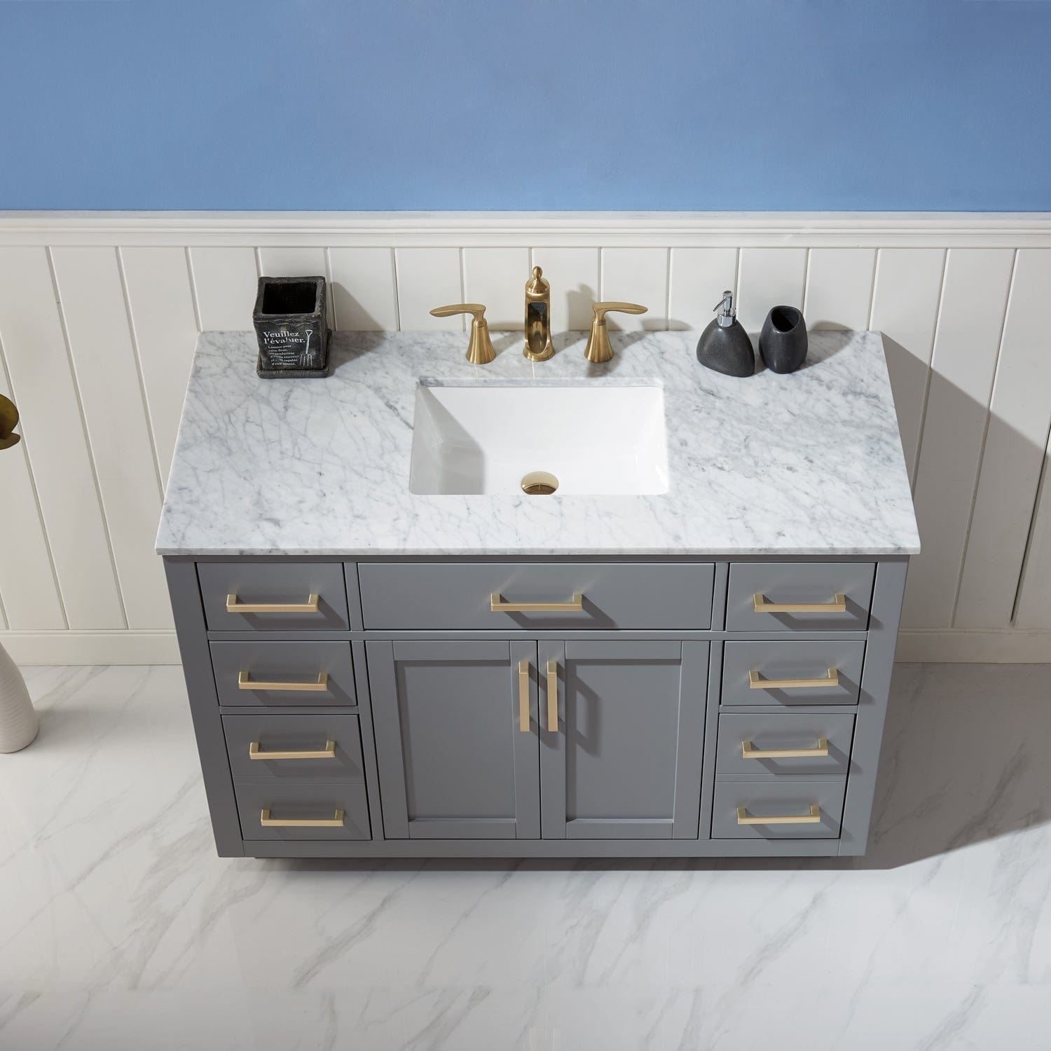 Altair Ivy 48" Single Bathroom Vanity Set in Gray and Carrara White Marble Countertop without Mirror 531048-GR-CA-NM - Molaix631112971164Vanity531048-GR-CA-NM