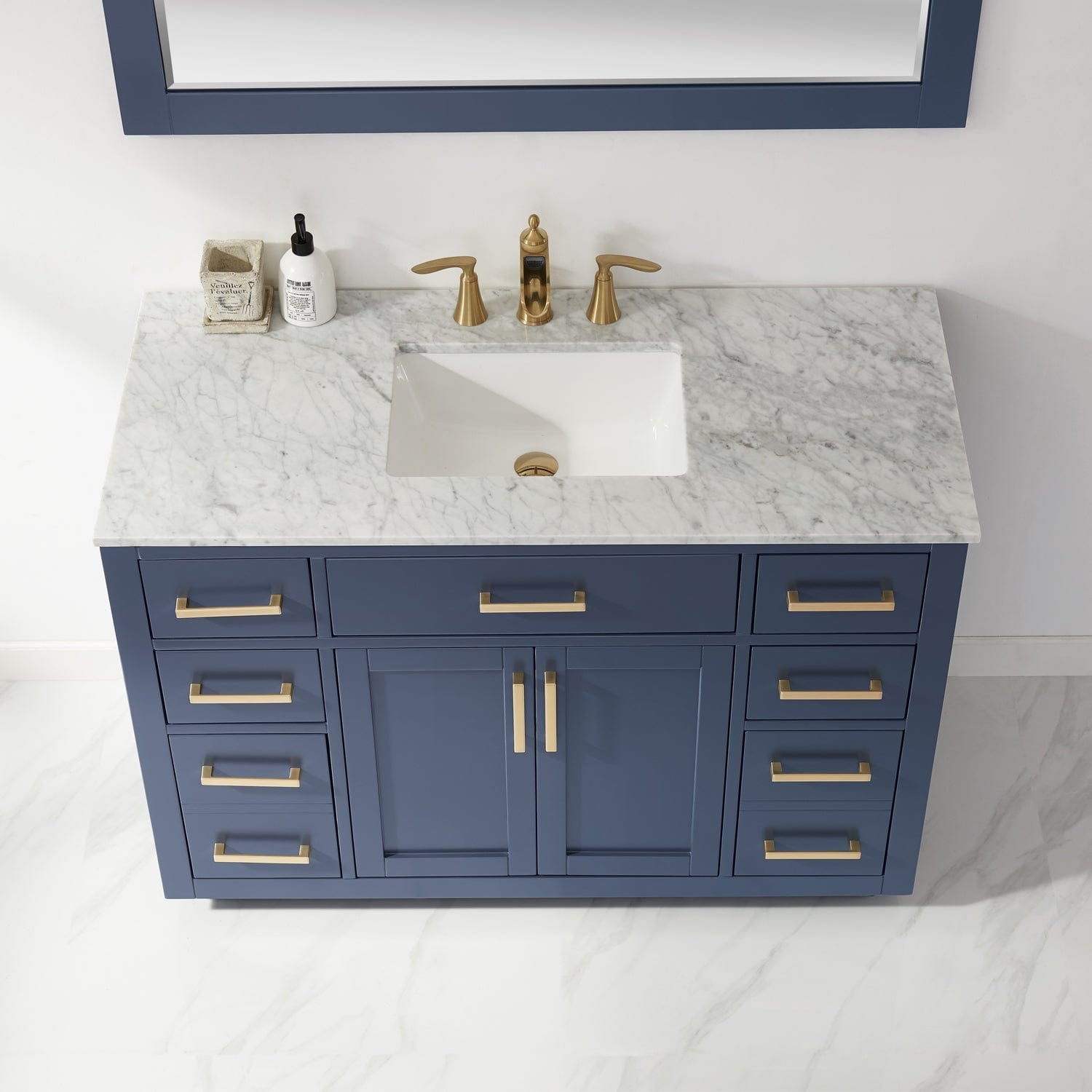Altair Ivy 48" Single Bathroom Vanity Set in Royal Blue and Carrara White Marble Countertop with Mirror 531048-RB-CA - Molaix631112971171Vanity531048-RB-CA