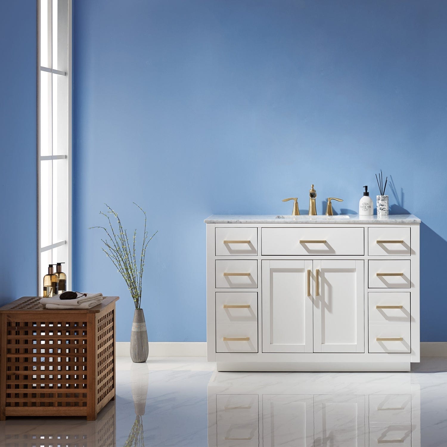 Altair Ivy 48" Single Bathroom Vanity Set in White and Carrara White Marble Countertop without Mirror 531048-WH-CA-NM - Molaix631112971201Vanity531048-WH-CA-NM