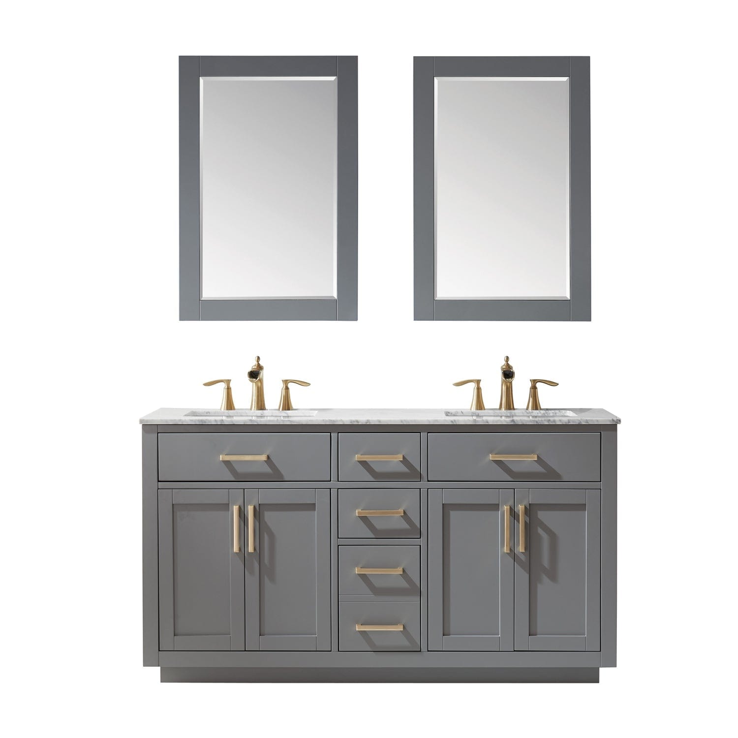 Altair Ivy 60" Double Bathroom Vanity Set in Gray and Carrara White Marble Countertop with Mirror 531060-GR-CA - Molaix631112971218Vanity531060-GR-CA