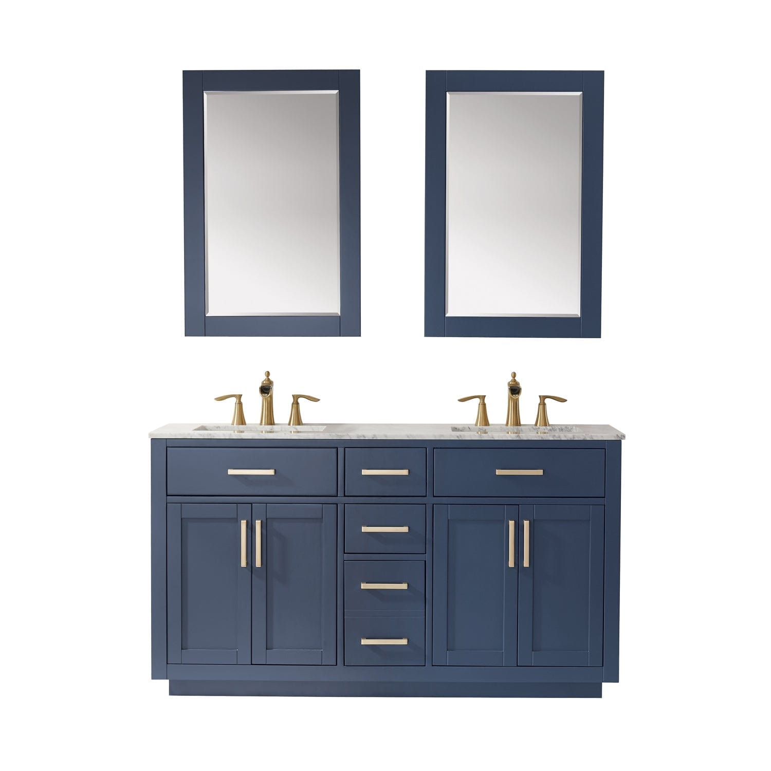 Altair Ivy 60" Double Bathroom Vanity Set in Royal Blue and Carrara White Marble Countertop with Mirror 531060-RB-CA - Molaix631112971232Vanity531060-RB-CA