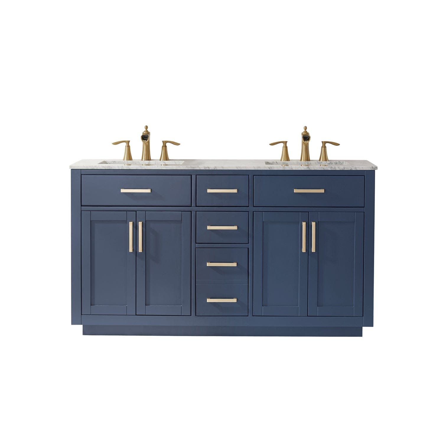 Altair Ivy 60" Double Bathroom Vanity Set in Royal Blue and Carrara White Marble Countertop without Mirror 531060-RB-CA-NM - Molaix631112971249Vanity531060-RB-CA-NM