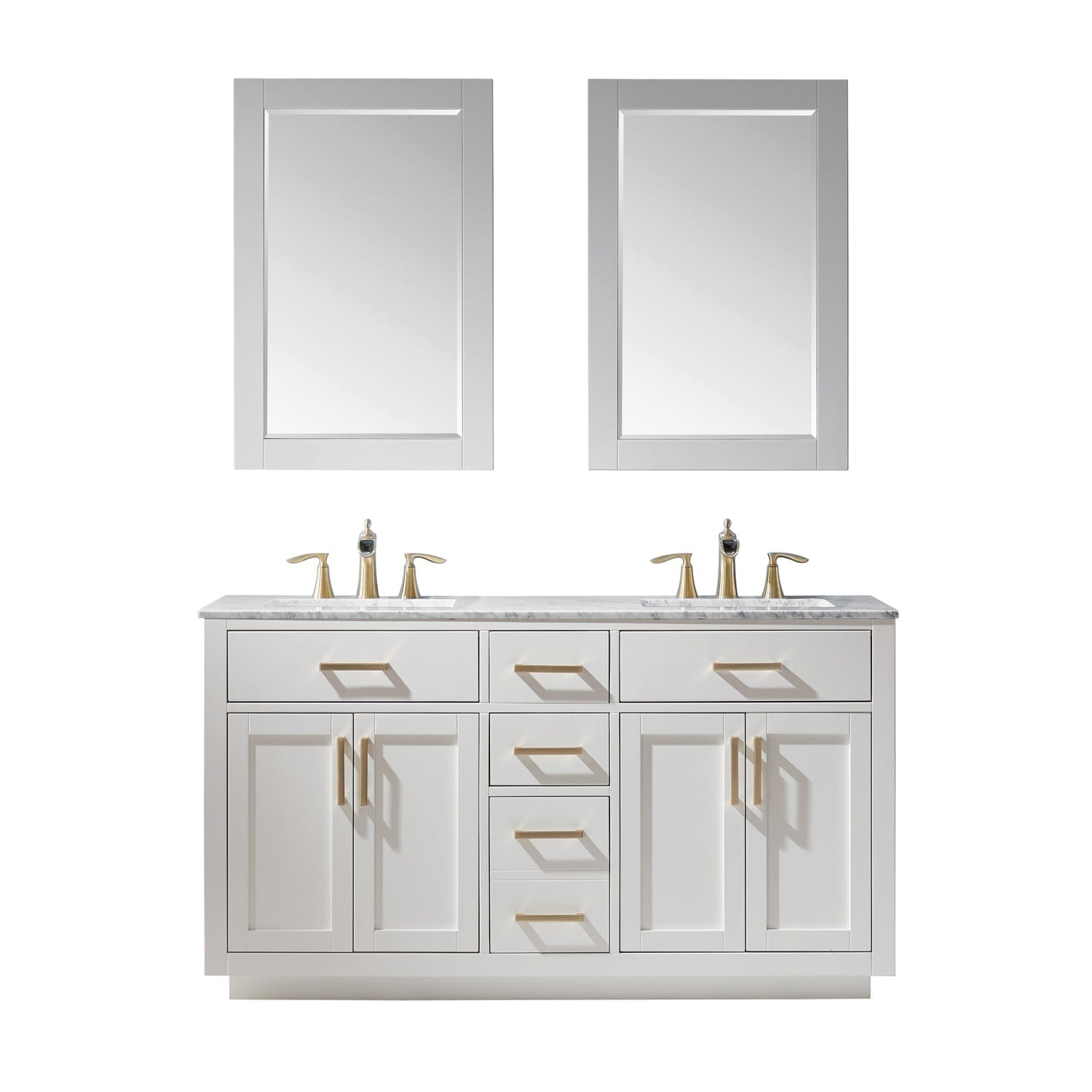 Altair Ivy 60" Double Bathroom Vanity Set in White and Carrara White Marble Countertop with Mirror 531060-WH-CA - Molaix631112971256Vanity531060-WH-CA