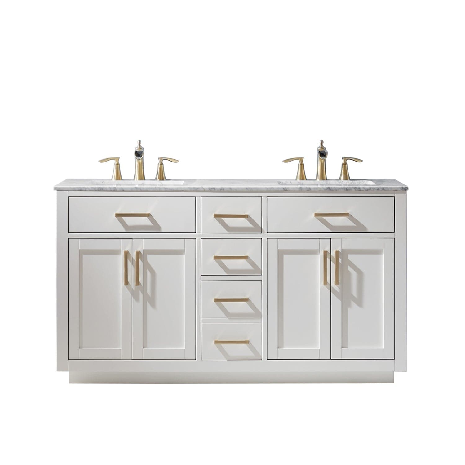 Altair Ivy 60" Double Bathroom Vanity Set in White and Carrara White Marble Countertop without Mirror 531060-WH-CA-NM - Molaix631112971263Vanity531060-WH-CA-NM
