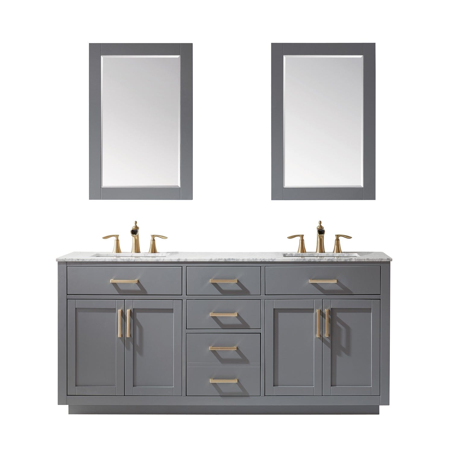 Altair Ivy 72" Double Bathroom Vanity Set in Gray and Carrara White Marble Countertop with Mirror 531072-GR-CA - Molaix631112971270Vanity531072-GR-CA