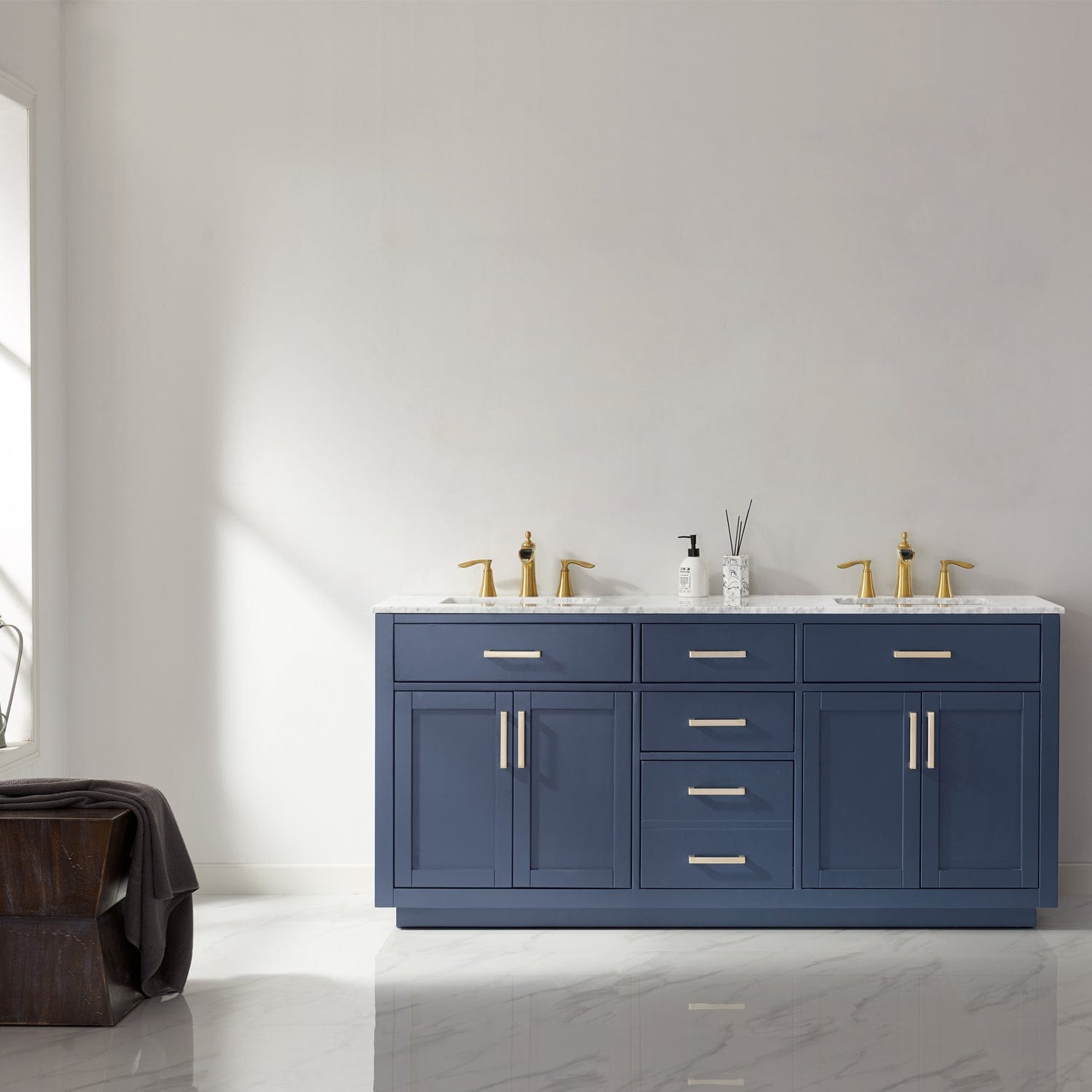 Altair Ivy 72" Double Bathroom Vanity Set in Royal Blue and Carrara White Marble Countertop without Mirror 531072-RB-CA-NM - Molaix631112971300Vanity531072-RB-CA-NM