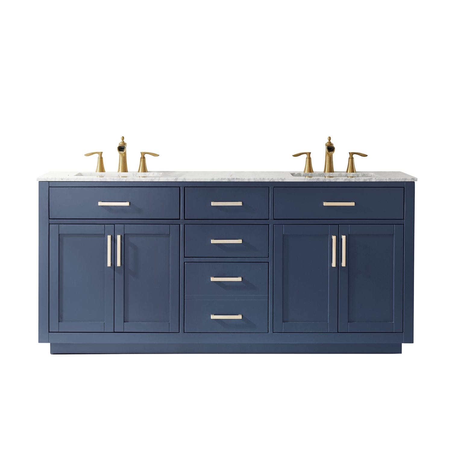 Altair Ivy 72" Double Bathroom Vanity Set in Royal Blue and Carrara White Marble Countertop without Mirror 531072-RB-CA-NM - Molaix631112971300Vanity531072-RB-CA-NM
