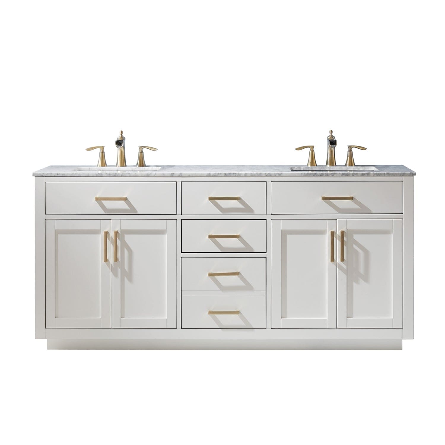 Altair Ivy 72" Double Bathroom Vanity Set in White and Carrara White Marble Countertop without Mirror 531072-WH-CA-NM - Molaix631112971324Vanity531072-WH-CA-NM